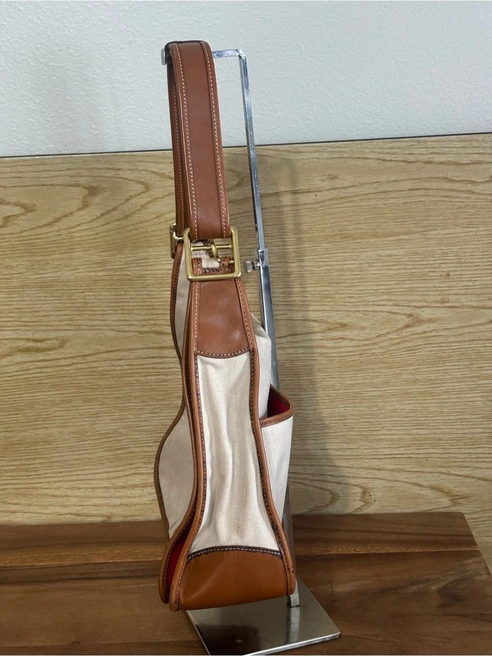 COACH Vintage Legacy Saddle Bag Cream Canvas & Tan Leather
